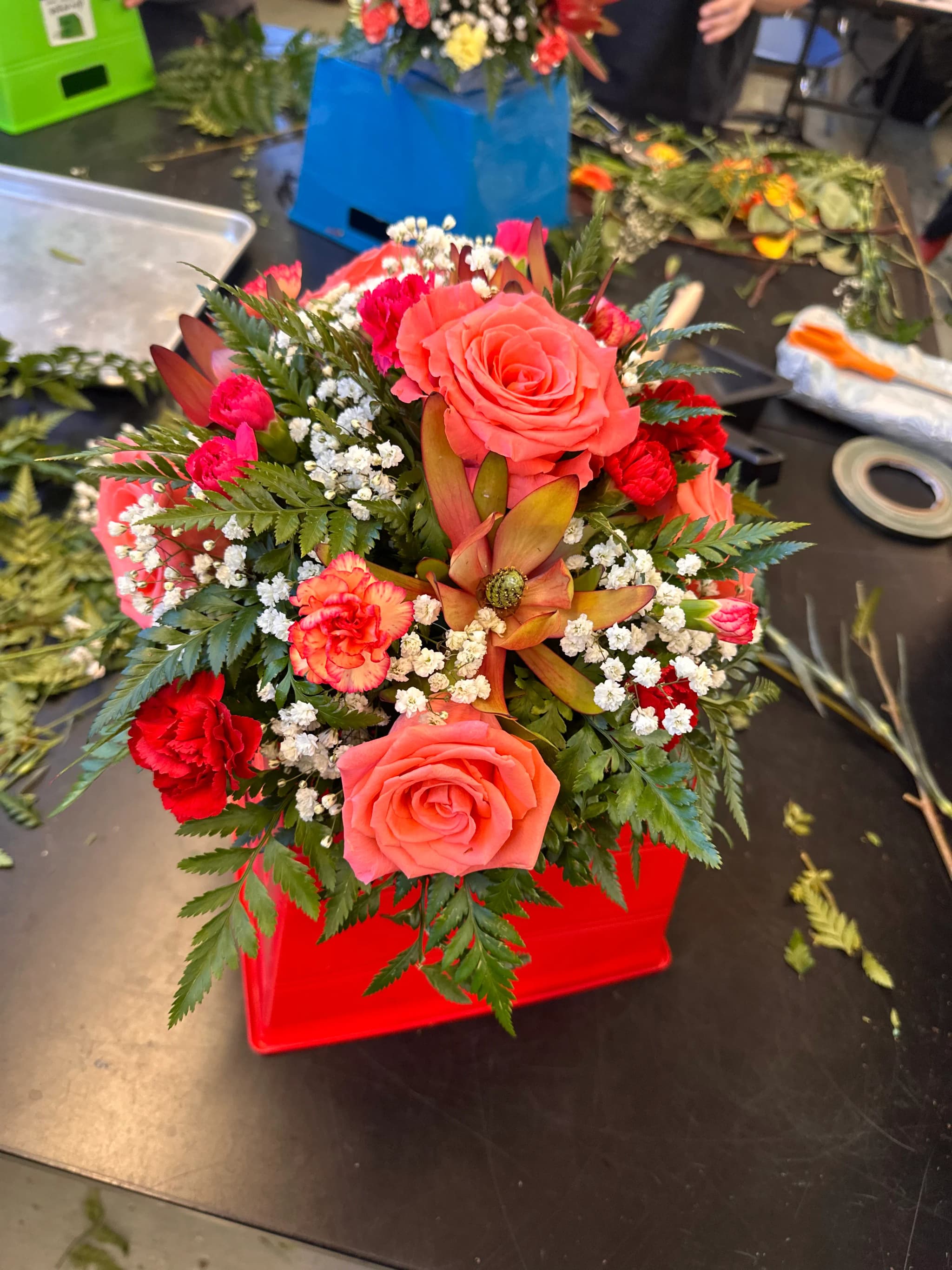 Colorful mixed bouquet arrangement